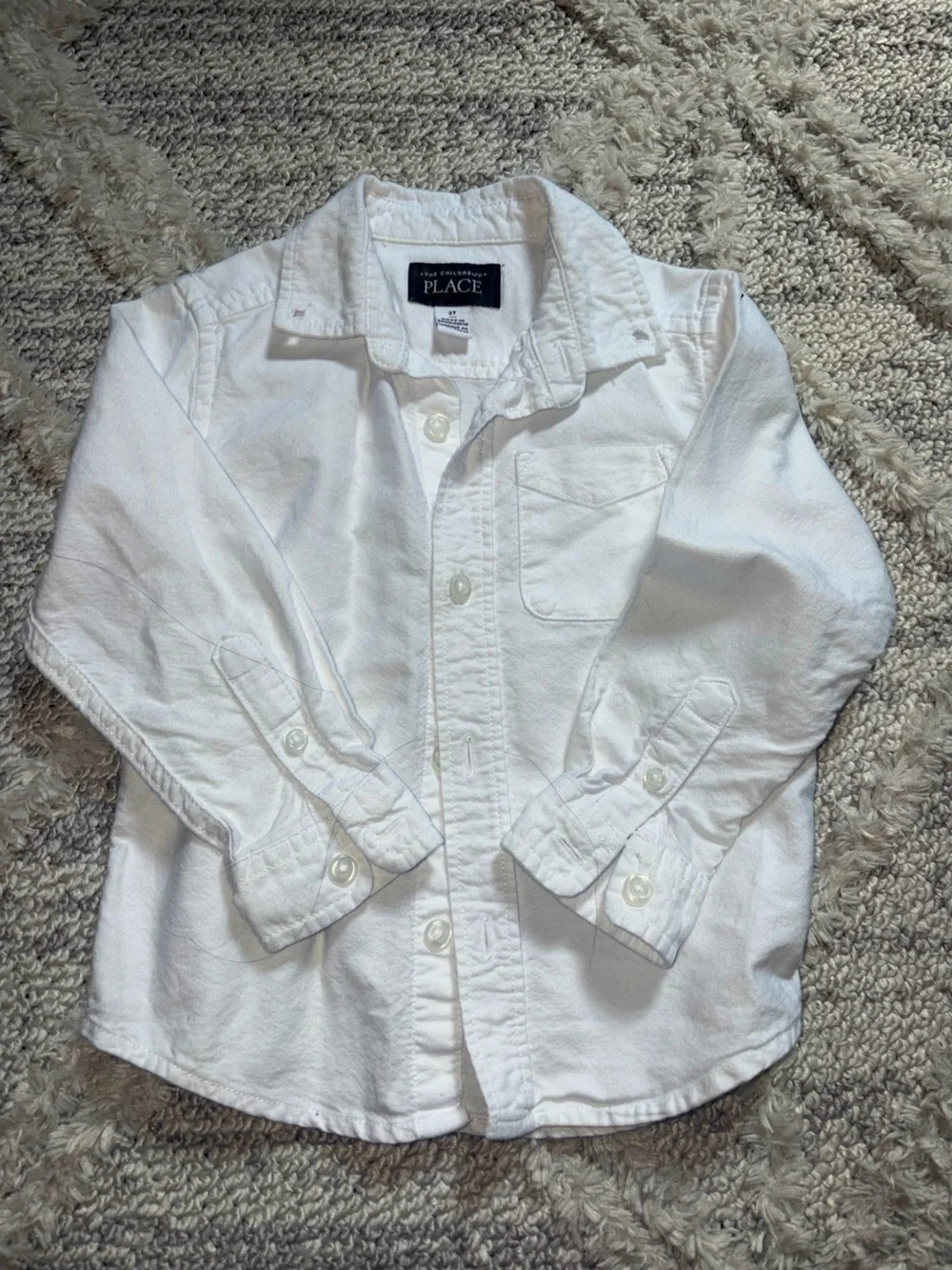 The Children's Place White Button-Front Shirt + Burgundy-Striped Button Down